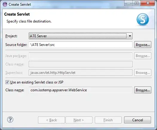 Custom 'WebService' servlet is selected but finish is disabled