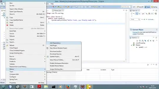 screen shot of menu selection