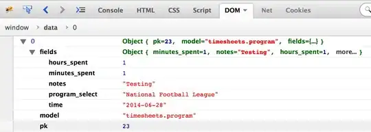 Firefox's Firebug showing the JSON object