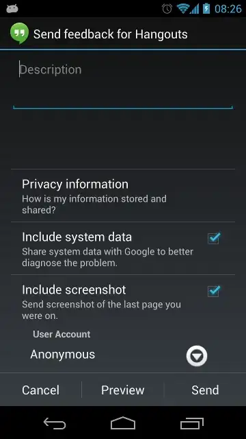 Send feedback for Hangouts