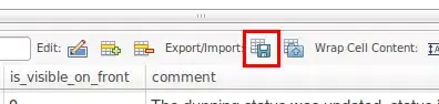 Snapshot of export button