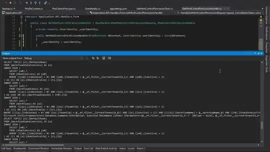 Sample SQL statement output