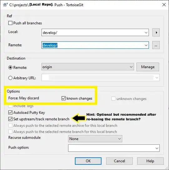 Force re-basing remote branch with local branch using TortoiseGit
