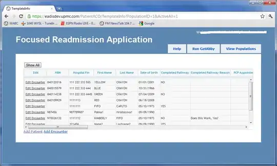 screenshot of the error