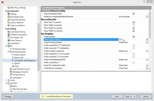 Results of the above code in R