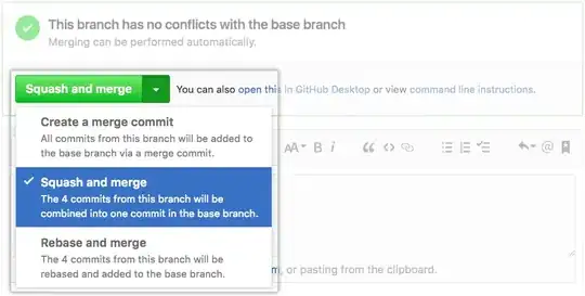 Screenshot of "Squash and merge" Github feature
