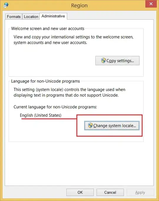 Region language settings