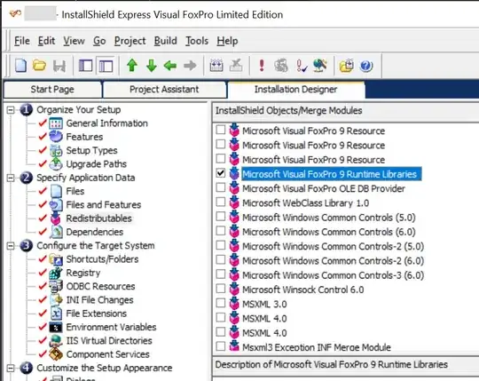 screenshot of installshield package