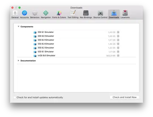 Screenshot of Xcode Downloads view
