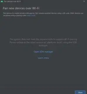 Screenshot of the error message