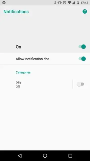 Screenshot of Notifications screen in Settings