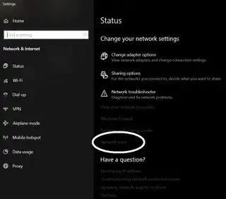 reset network settings
