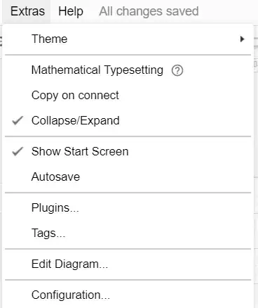 Drawio Extras menu IMG: