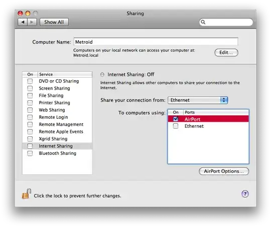 Sharing PrefPane on Internet Sharing, Ethernet to Wi-Fi