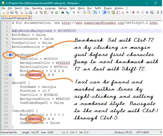 Bookmarks and styles in Notepad++