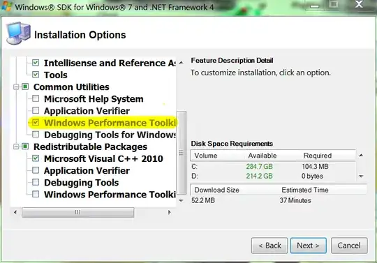 Screenshot of Windows SDK installer, with Windows Performance Toolkit being selected