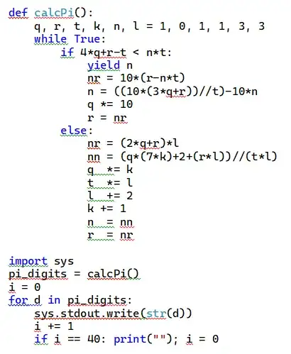 Example of Python code copied from Visual Studio to MS Word with syntax highlighting