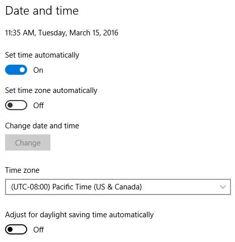 Time is correctly when this is disabled.