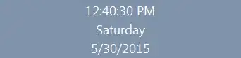 Taskbar clock showing seconds